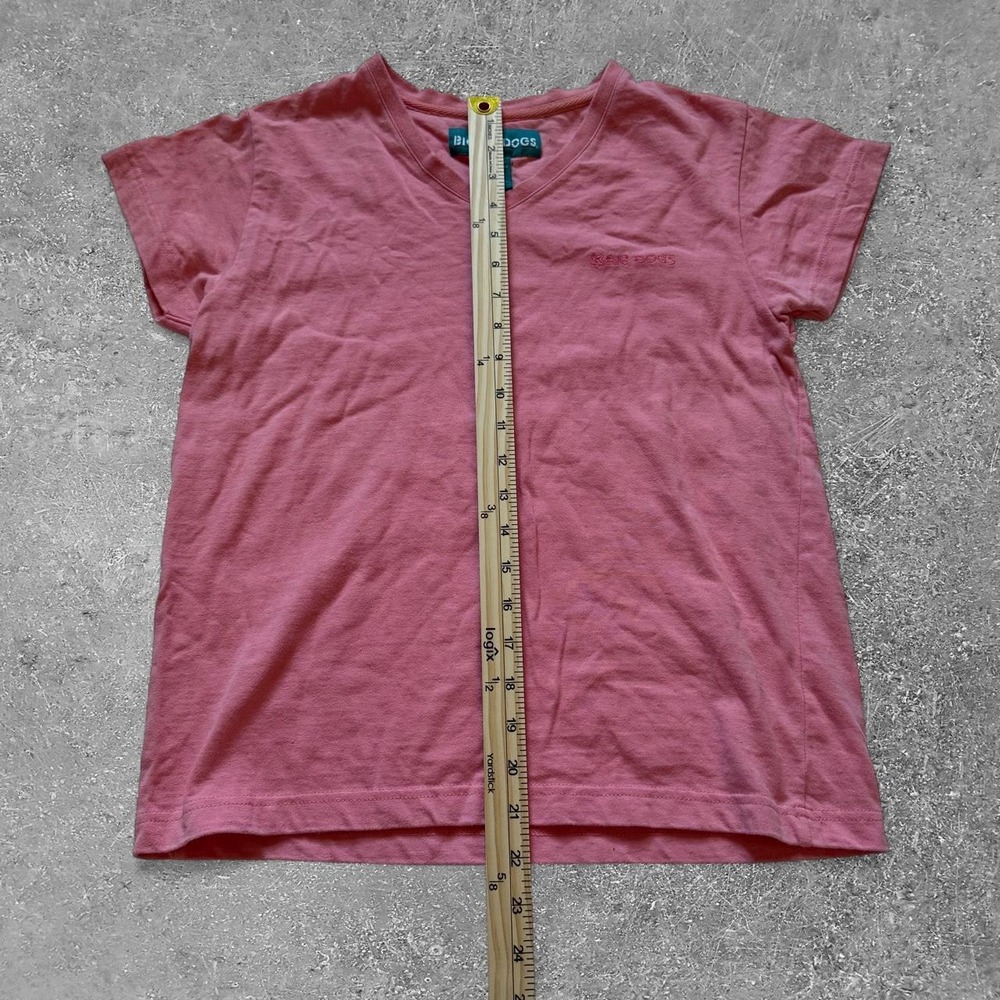 Big Dogs Pink V-Neck Cotton T-Shirt Womens Small Y2K Baby Tee Short Sleeve - Picture 5 of 5